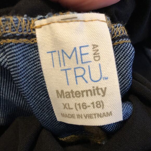 Time and Tru Maternity XL Straight Leg Jegging Comfort Belly Band Dark Denim - Picture 6 of 7